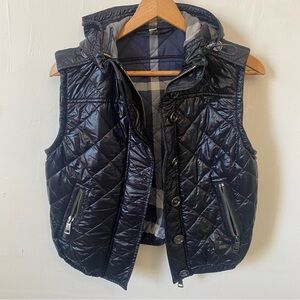 Burberry Brit Quilted Vest Hooded Nova Check Black Women’s M Authentic
